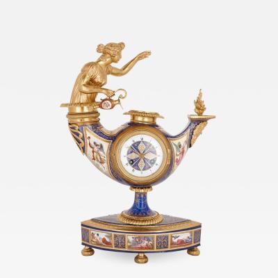 Ludwig Politzer Austrian enamel and silver gilt clock by Ludwig Politzer