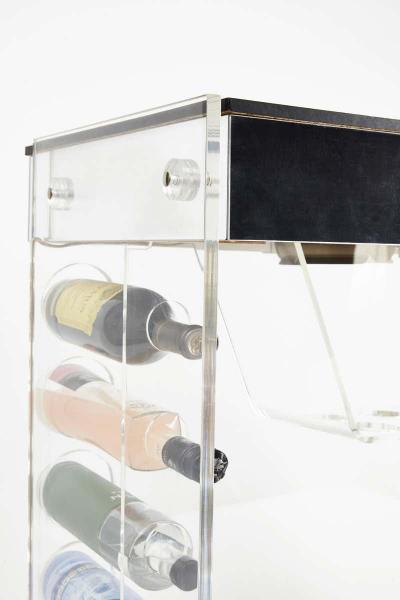 Luigi Bardini Illuminating Lucite Bar Designed by Luigi Bardini with Ensuite Bar Stools