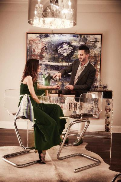 Luigi Bardini Illuminating Lucite Bar Designed by Luigi Bardini with Ensuite Bar Stools