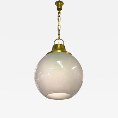 Luigi Caccia Dominioni Italian Mid Century Modern Satin Glass Brass Pendant by Luigi Caccia Dominioni