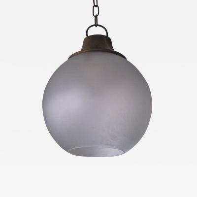 Luigi Caccia Dominioni Italian Midcentury Round Brass Frost Glass Pendant by Luigi Caccia Dominioni