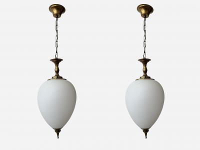 Luigi Caccia Dominioni Luigi Caccia Dominioni ceiling pendants in opaline glass and brass attributed