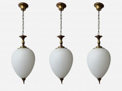 Luigi Caccia Dominioni Luigi Caccia Dominioni ceiling pendants in opaline glass and brass attributed