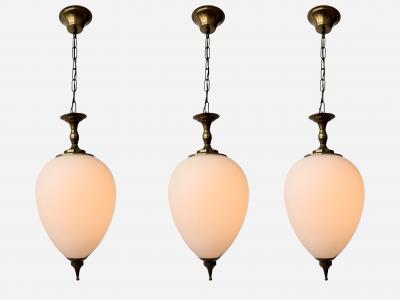 Luigi Caccia Dominioni Luigi Caccia Dominioni ceiling pendants in opaline glass and brass attributed