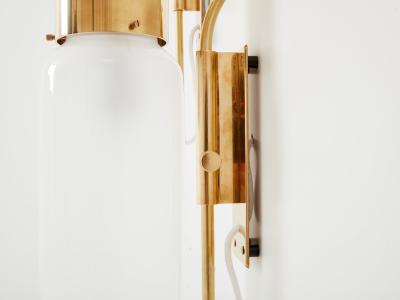 Luigi Caccia Dominioni Luigi Caccia Dominioni original LP10 brass opaline wall lights 1965