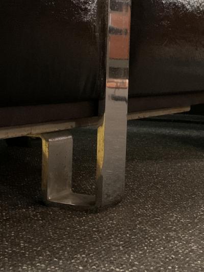 Luigi Caccia Dominioni Pair of Italian Armchairs in black vinyl and steel 1960s