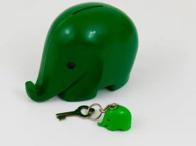 Luigi Colani Luigi Colani Drumbo Green Elephant Money Bank for Dresdner Bank 1970s