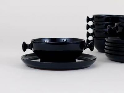 Luigi Colani Luigi Colani Zen Full Tea Set and Plates Stoneware Friesland Germany 1970s