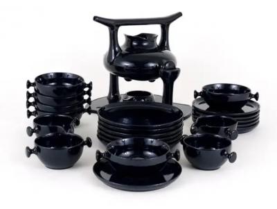 Luigi Colani Luigi Colani Zen Full Tea Set and Plates Stoneware Friesland Germany 1970s