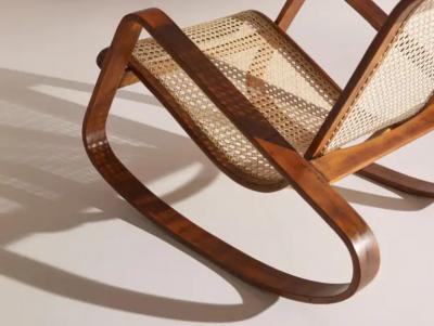 Luigi Crassevig Caned Rocking Chair Made by Porino Italy 1930s