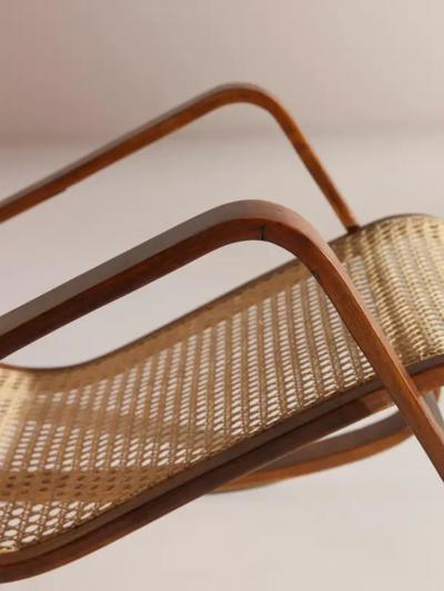 Luigi Crassevig Caned Rocking Chair Made by Porino Italy 1930s