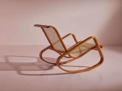 Luigi Crassevig Caned Rocking Chair Made by Porino Italy 1930s