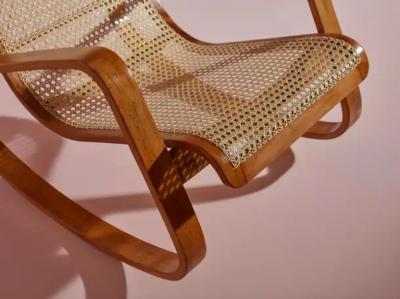 Luigi Crassevig Caned Rocking Chair Made by Porino Italy 1930s