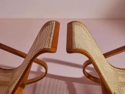 Luigi Crassevig Caned Rocking Chair Made by Porino Italy 1930s