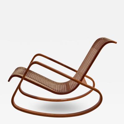 Luigi Crassevig Caned Rocking Chair Made by Porino Italy 1930s