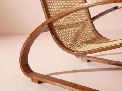 Luigi Crassevig Porino Pair of Curved Beechwood and Cane Armchairs Italy 1930s