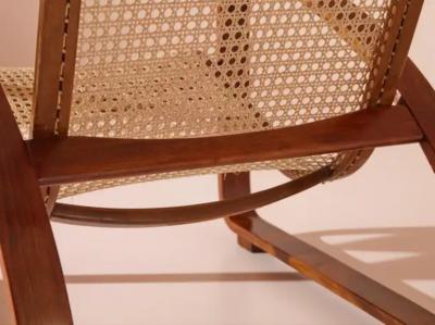 Luigi Crassevig Porino Pair of Curved Beechwood and Cane Armchairs Italy 1930s