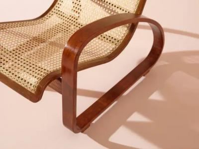 Luigi Crassevig Porino Pair of Curved Beechwood and Cane Armchairs Italy 1930s