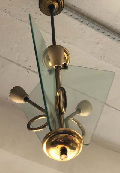 Luigi Fontana Italian Midcentury Glass Chandelier Pendant by Luigi Fontana