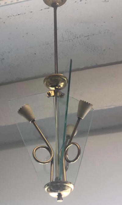 Luigi Fontana Italian Midcentury Glass Chandelier Pendant by Luigi Fontana
