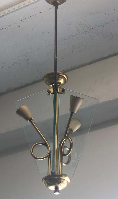 Luigi Fontana Italian Midcentury Glass Chandelier Pendant by Luigi Fontana