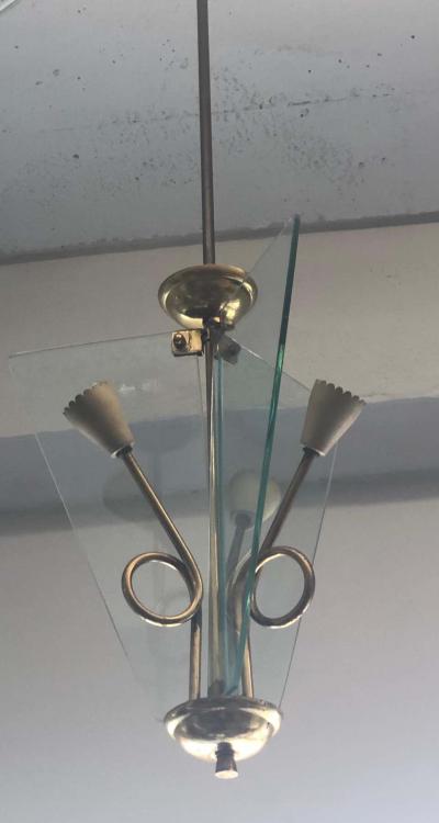 Luigi Fontana Italian Midcentury Glass Chandelier Pendant by Luigi Fontana