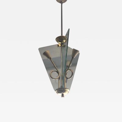 Luigi Fontana Italian Midcentury Glass Chandelier Pendant by Luigi Fontana