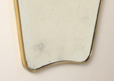 Luigi Fontana Luigi Fontana 1940s Brass Shaped Wall Mirror with Decorative Scroll Crest