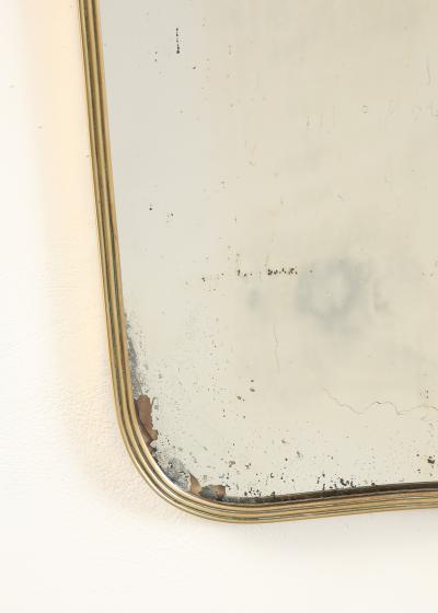Luigi Fontana Luigi Fontana 1940s Brass Shaped Wall Mirror with Decorative Scroll Crest