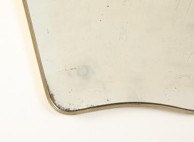 Luigi Fontana Luigi Fontana 1940s Brass Shaped Wall Mirror with Decorative Scroll Crest