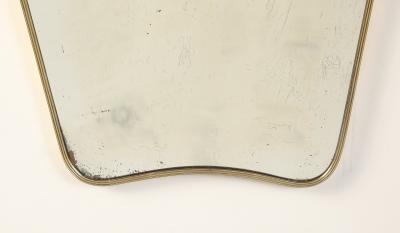 Luigi Fontana Luigi Fontana 1940s Brass Shaped Wall Mirror with Decorative Scroll Crest
