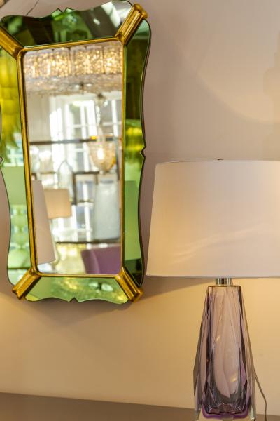 Luigi Fontana Mid Century Italian Green Tapered Mirror By Luigi Fontana
