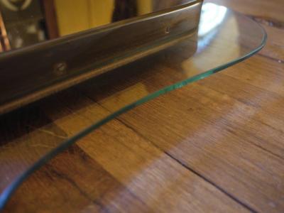 Luigi Fontana Mid Century Modern Mirror with Transparent Shaped Glass Frame Brass L Fontana