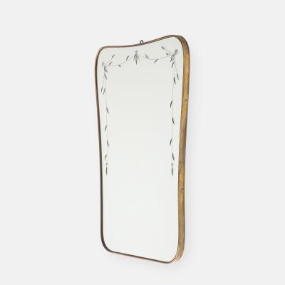 Luigi Fontana Rare Etched Glass and Shaped Brass Wall Mirror by Luigi Fontana Fontana Arte