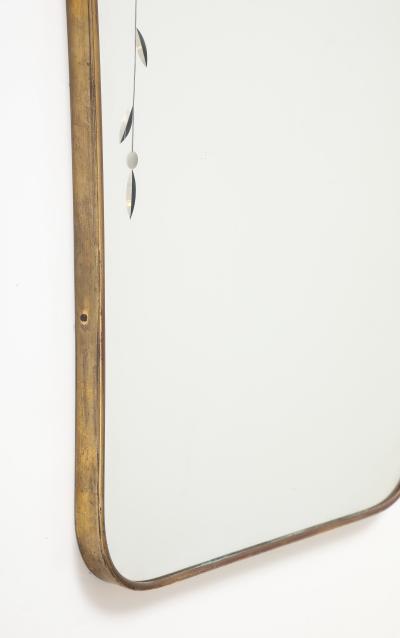 Luigi Fontana Rare Etched Glass and Shaped Brass Wall Mirror by Luigi Fontana Fontana Arte