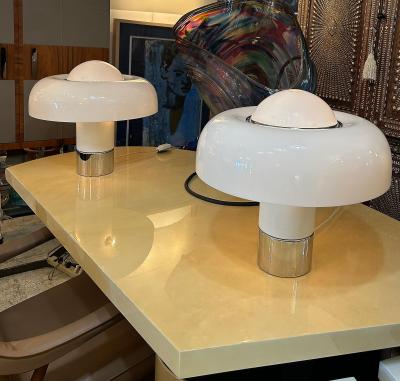 Luigi Massoni Brumbury Space Age Lamps Luigi Massoni Harvey Guzzini Italy Pair