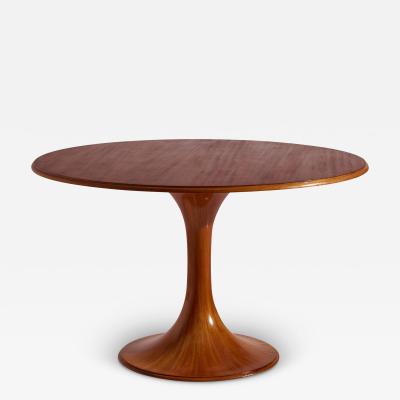 Luigi Massoni Luigi Massoni walnut Clessidra round dining table by Mobilia Italy 1960s