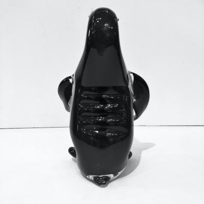 Luigi Moro Italian Black White Blown Solid Murano Glass Modern Penguin Sculpture