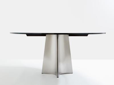 Luigi Saccardo Luigi Saccardo for Arrmet brushed steel black glass dining table 1970s