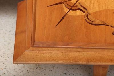 Luigi Scremin Fine Pair of Walnut and Inlaid Wood Two Door Credenza Luigi Scremin