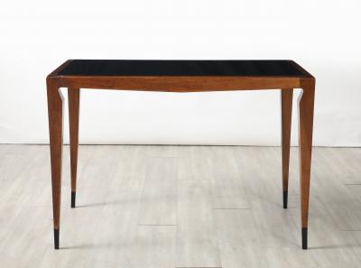 Luigi Scremin Luigi Scremin Italian Walnut and Black Glass Console Table Italy circa 1940