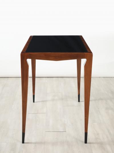 Luigi Scremin Luigi Scremin Italian Walnut and Black Glass Console Table Italy circa 1940