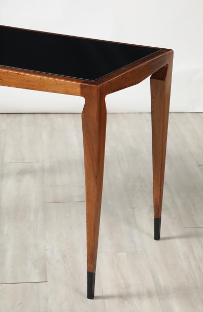 Luigi Scremin Luigi Scremin Italian Walnut and Black Glass Console Table Italy circa 1940