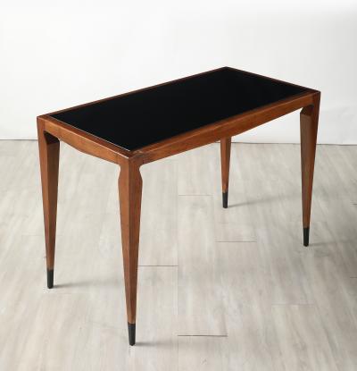 Luigi Scremin Luigi Scremin Italian Walnut and Black Glass Console Table Italy circa 1940