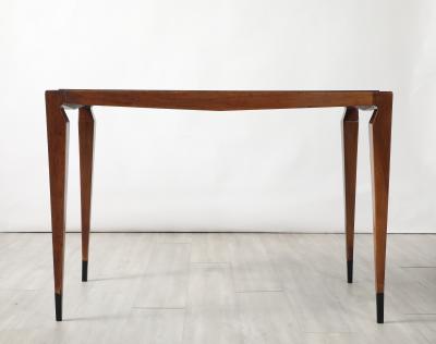 Luigi Scremin Luigi Scremin Italian Walnut and Black Glass Console Table Italy circa 1940