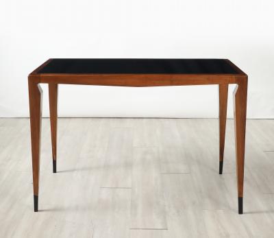 Luigi Scremin Luigi Scremin Italian Walnut and Black Glass Console Table Italy circa 1940