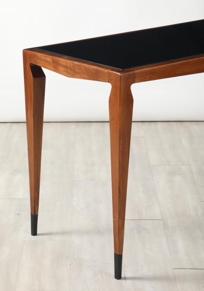 Luigi Scremin Luigi Scremin Italian Walnut and Black Glass Console Table Italy circa 1940