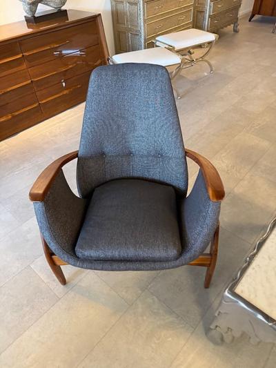 Luigi Tiengo Italian Modern Walnut 3 Leg Chair Luigi Tiengo 1950s