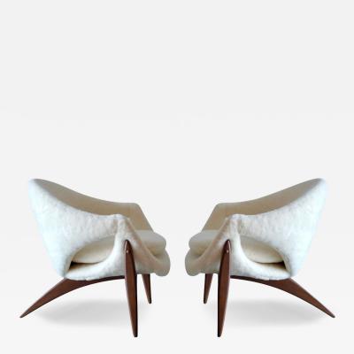 Luigi Tiengo Sculptural Lounge Chairs in Shearling by Luigi Tiengo Canada C 1960s