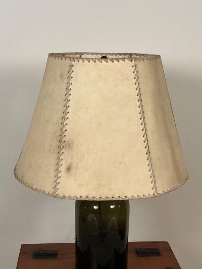 Luis Barragan Glass Bottle Parchment Shade Lamp with Pine Box in the style of Luis Barrag n